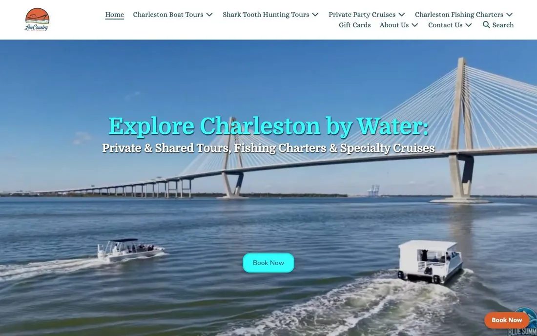 LowCountry Coastal Excursions homepage, Boat tours, Charleston