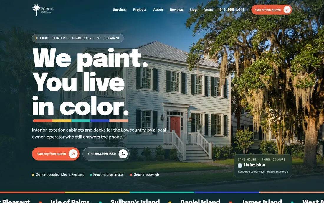 Palmetto Painting Contractors homepage, House painting, Charleston